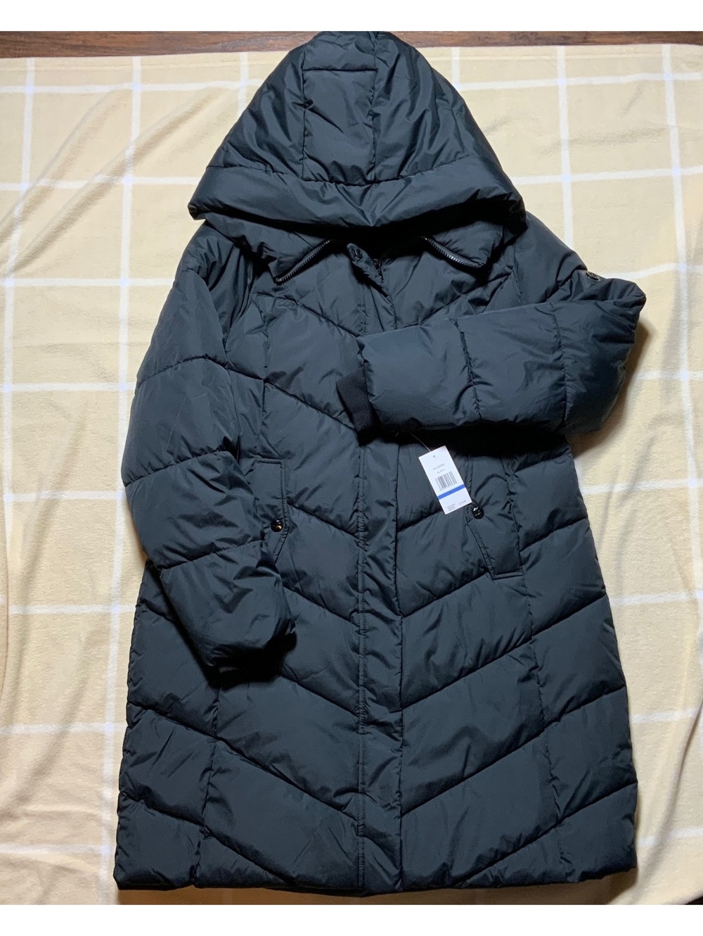 Jessica Simpson Women's Black Quilted Hooded Parka Leopard Print Lining XL